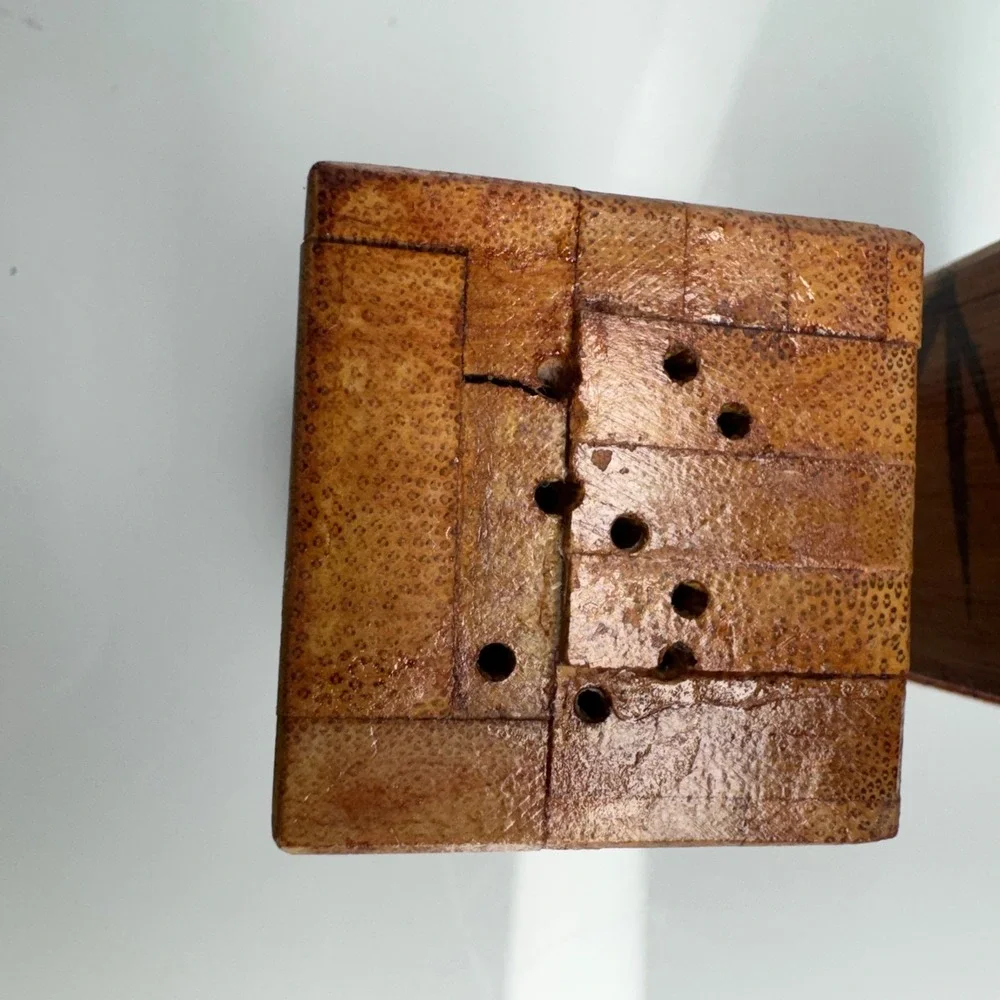 Vintage Bamboo Boxes Set of 2 Hand Painted Bamboo Art‎ Decor Storage